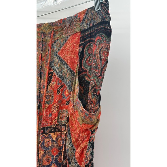 Free People Pants Begonia Women XS Harem Balloon Boho Paisley Black Orange - Picture 9 of 14